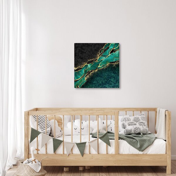 Obraz - Petrolejovo-zlaté mramorování (30x30 cm)