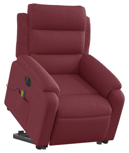 Elektrické zvedací masážní polohovací křeslo vínové textil 3205019