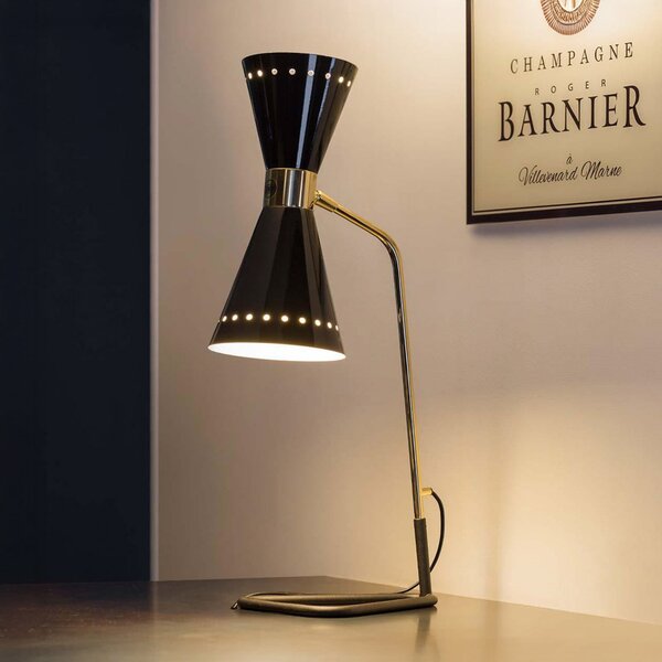 Stolní lampa Stilnovo, Megafono, Černá, Obývací pokoj, Kov, Design