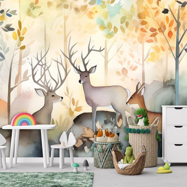 Fototapeta vliesová: For kids watercolour forest - 416x254 cm