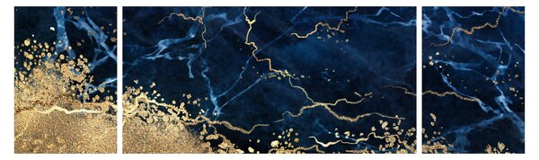Obraz - Tmavě-modrý mramor (170x50 cm)