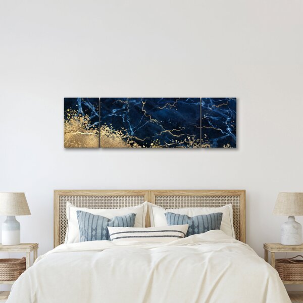 Obraz - Tmavě-modrý mramor (170x50 cm)