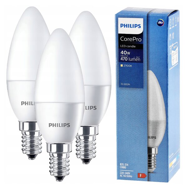 3x LED žárovka E14 5W 470lm 94lm/w 2700k