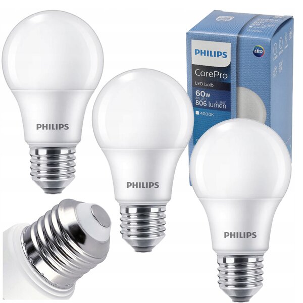 3x LED žárovka E27 8W 806lm 100lm/w 4000k