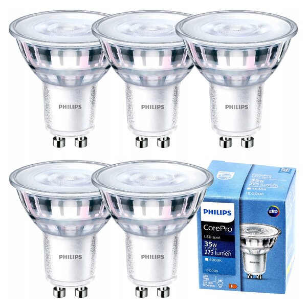 5x LED žárovka GU10 3,5W 275lm 36° 4000k