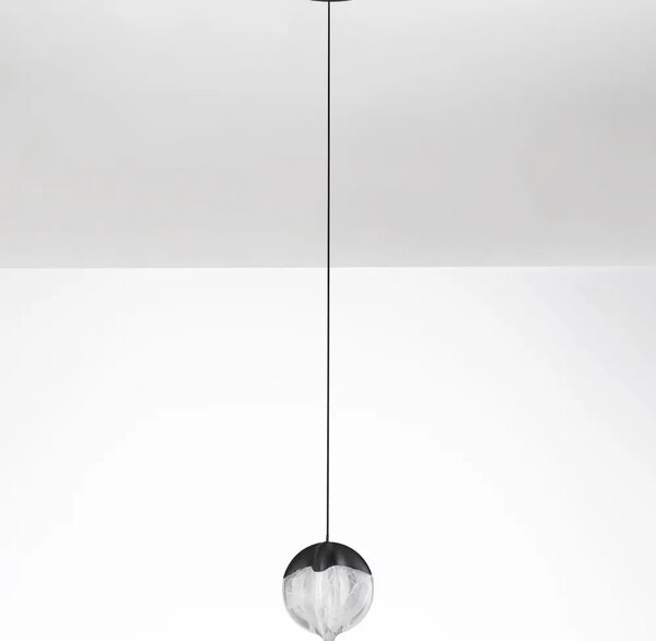 Nova Luce Černé skleněné závěsné LED světlo Alicia 12 cm