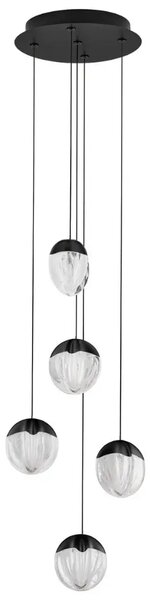 Nova Luce Černé skleněné závěsné LED světlo Alicia 33 cm