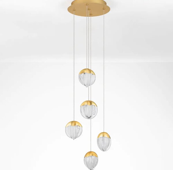 Nova Luce Zlaté skleněné závěsné LED světlo Alicia 33 cm