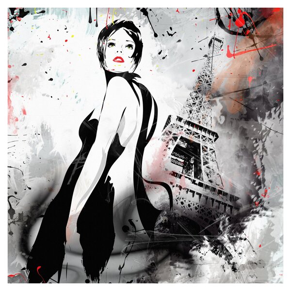 Obraz - Lady a Eiffelova věž (30x30 cm)
