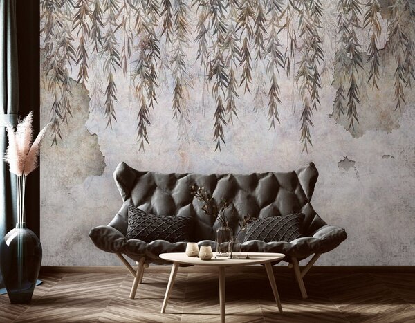Fototapeta vliesová: Concrete Leaves Willow Structure - 312x219cm