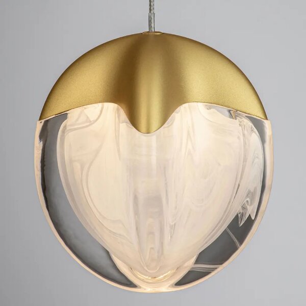 Nova Luce Zlaté skleněné závěsné LED světlo Alicia 12 cm