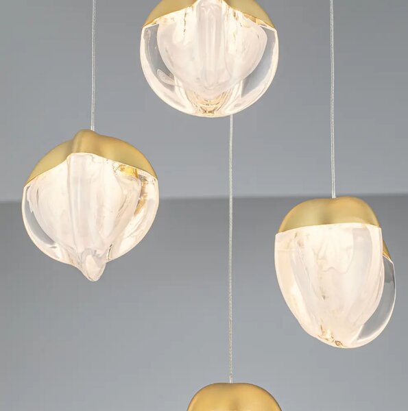 Nova Luce Zlaté skleněné závěsné LED světlo Alicia 33 cm