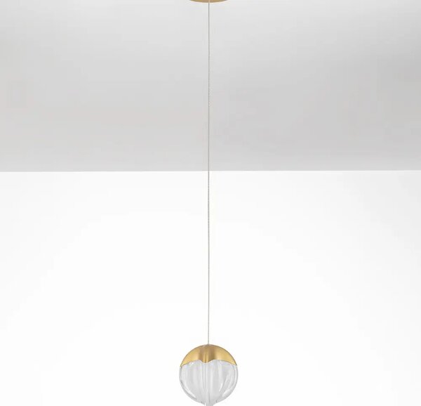 Nova Luce Zlaté skleněné závěsné LED světlo Alicia 12 cm