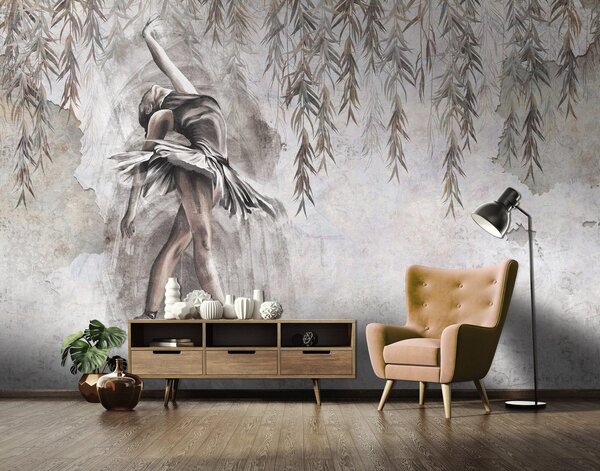 Fototapeta vliesová: Ballerina Leaves Willow Structure - 104x152,5 cm