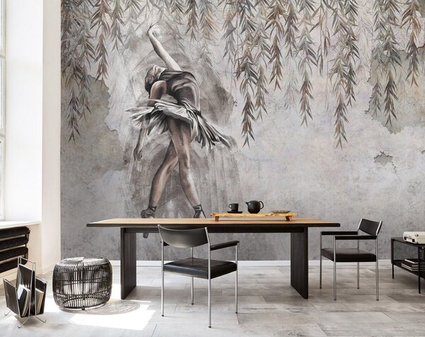 Fototapeta vliesová: Ballerina Leaves Willow Structure - 104x152,5 cm