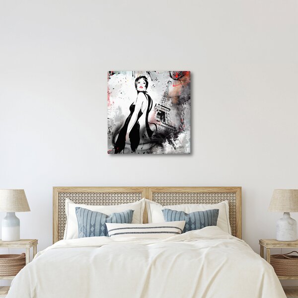 Obraz - Lady a Eiffelova věž (30x30 cm)