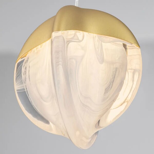 Nova Luce Zlaté skleněné závěsné LED světlo Alicia 12 cm