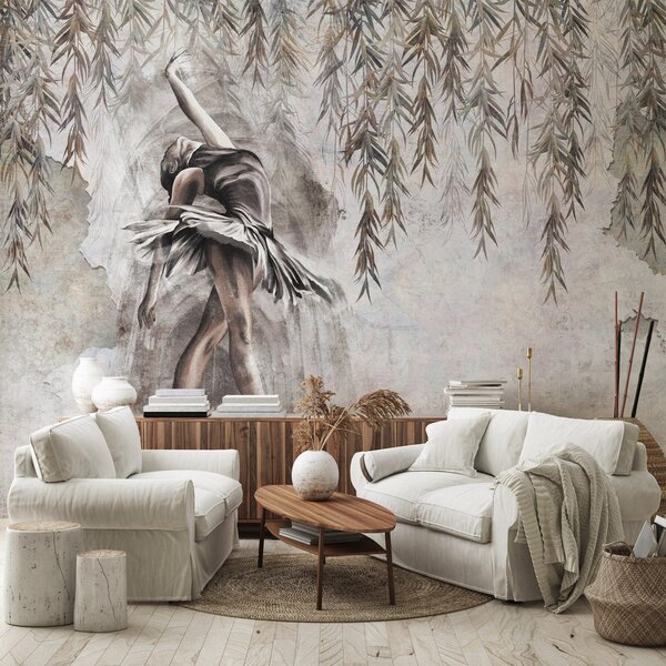 Fototapeta vliesová: Ballerina Leaves Willow Structure - 104x152,5 cm