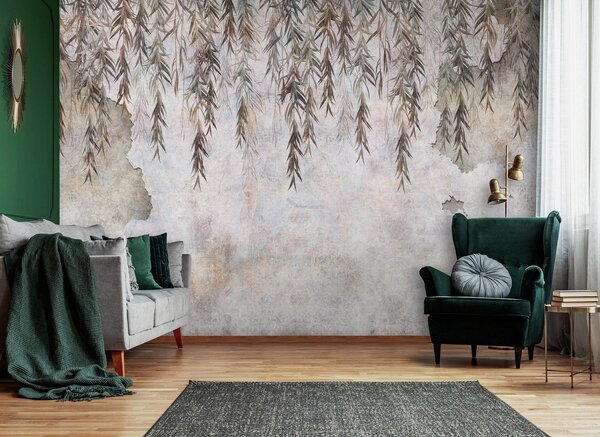 Fototapeta vliesová: Concrete Leaves Willow Structure - 312x219cm