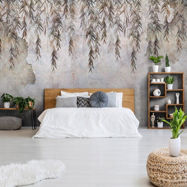 Fototapeta vliesová: Concrete Leaves Willow Structure - 312x219cm