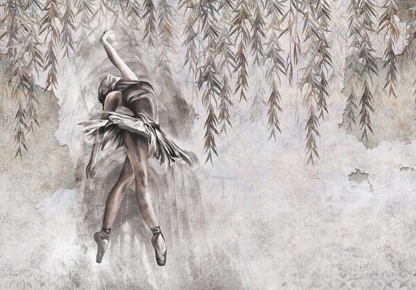 Fototapeta vliesová: Ballerina Leaves Willow Structure - 104x152,5 cm