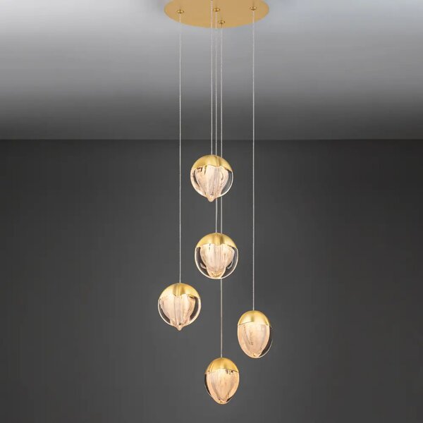 Nova Luce Zlaté skleněné závěsné LED světlo Alicia 33 cm