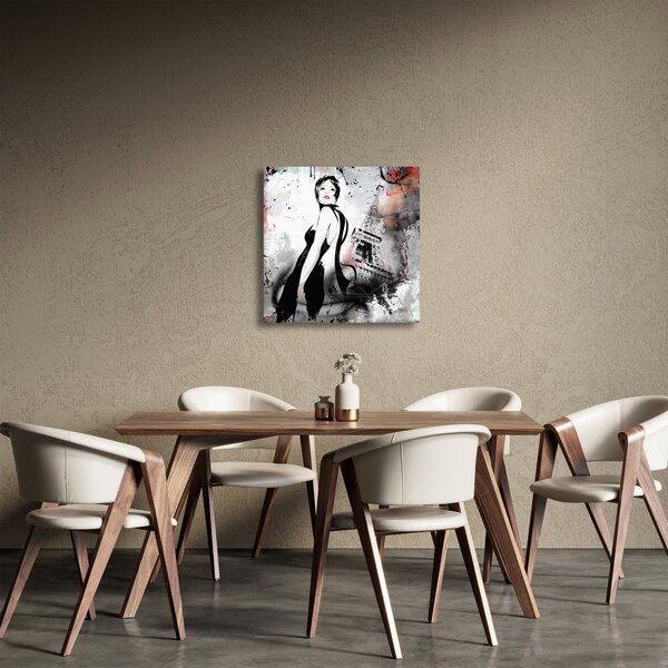 Obraz - Lady a Eiffelova věž (30x30 cm)