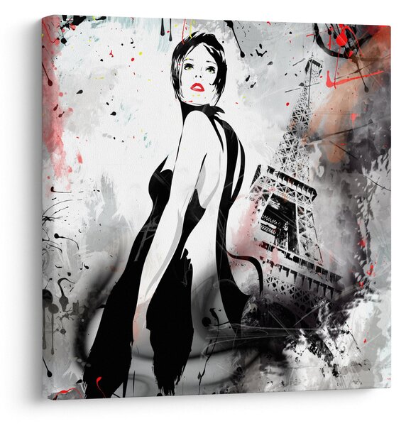 Obraz - Lady a Eiffelova věž (30x30 cm)