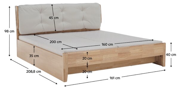 Manželská postel 160 cm Fresas (přírodní) (s roštem) (s úl. prostorem)