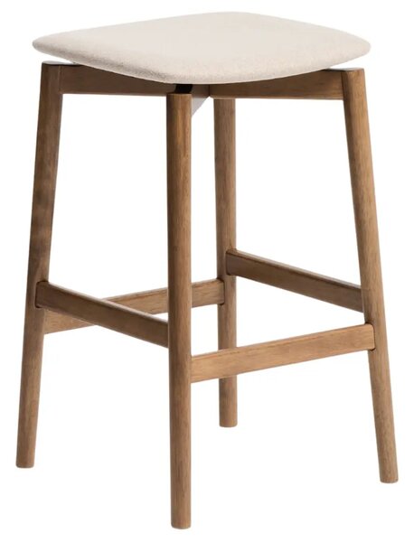 Kave Home Hnědá dřevěná barová židle Evera 67 cm s čalouněným sedákem