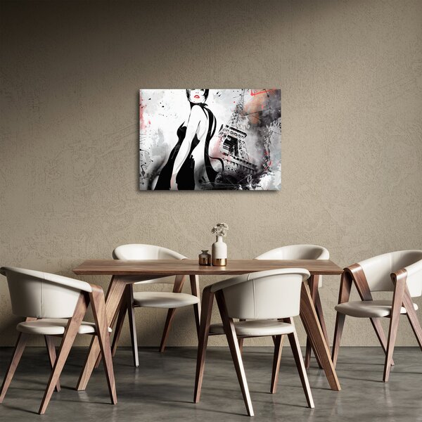 Obraz - Lady a Eiffelova věž (70x50 cm)