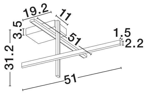 Nova Luce Černé kovové stropní LED světlo Antama 51 cm