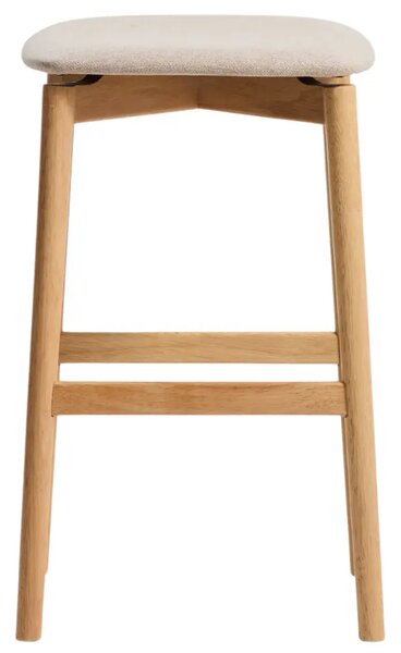 Kave Home Dřevěná barová židle Evera 67 cm s čalouněným sedákem