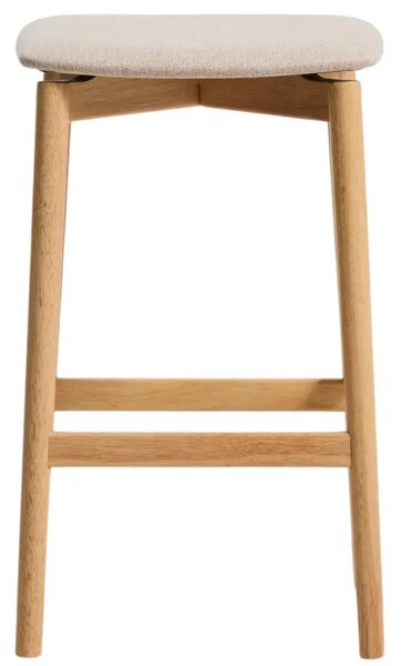 Kave Home Dřevěná barová židle Evera 67 cm s čalouněným sedákem