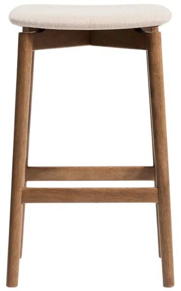 Kave Home Hnědá dřevěná barová židle Evera 67 cm s čalouněným sedákem