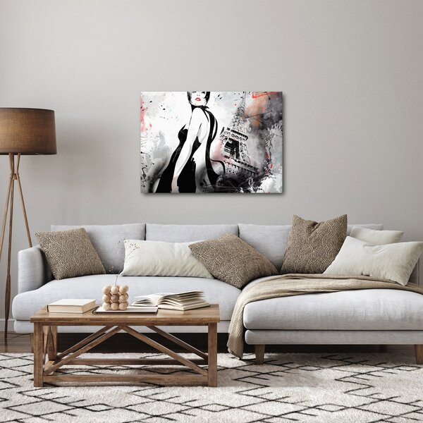 Obraz - Lady a Eiffelova věž (70x50 cm)