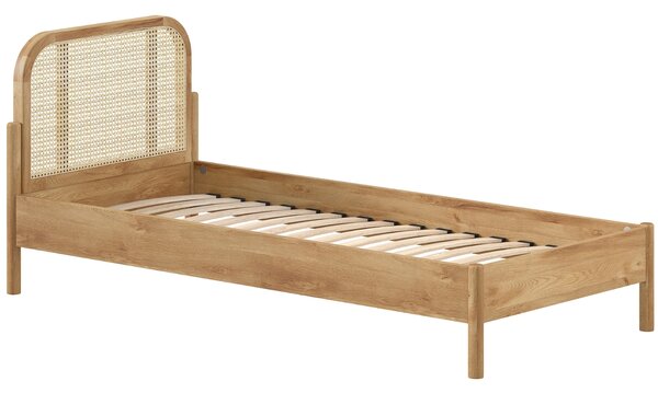 Vipack Dubová postel Olive 90 x 200 cm s ratanovým čelem