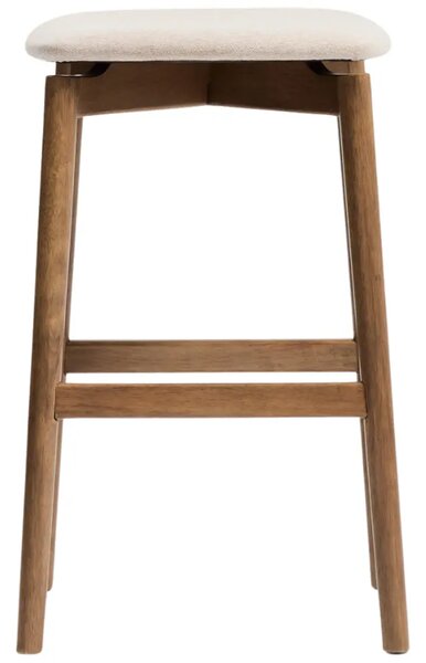 Kave Home Hnědá dřevěná barová židle Evera 67 cm s čalouněným sedákem