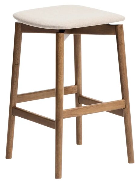 Kave Home Hnědá dřevěná barová židle Evera 67 cm s čalouněným sedákem