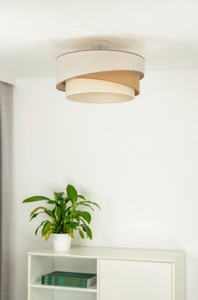 Duolla - Přisazený lustr KOBO 1xE27/15W/230V pr. 45 cm béžová/hnědá/bílá