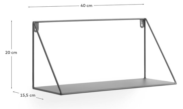 Černá kovová nástěnná police Kave Home Teg 40 cm