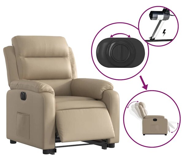 Elektrické zvedací polohovací křeslo cappuccino umělá kůže 3205062