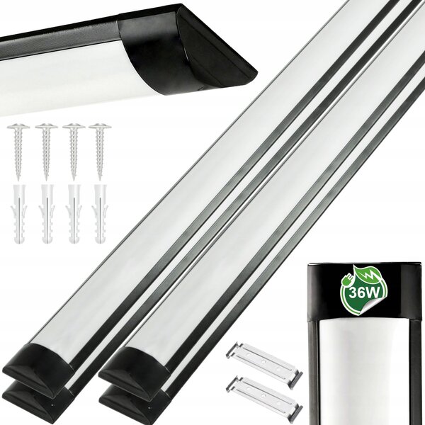 4x LED garážová lampa 120cm 36W 3600lm černá 4500k