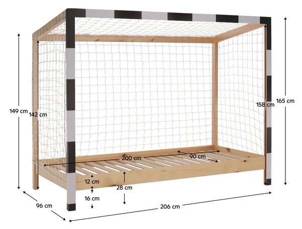Dětská postel 90 cm Facilmente (přírodní + bílá + černá) (s roštem)