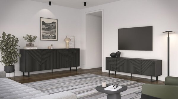 Černý TV stolek 161x55x35 cm Peta – Marckeric