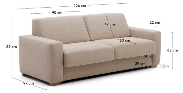 LÉTO -15% Kave Home Rozkládací pohovka Anley 224 cm