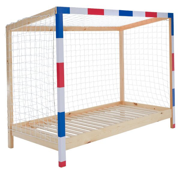Dětská postel 90 cm Facilmente (přírodní + modrá + červená) (s roštem)