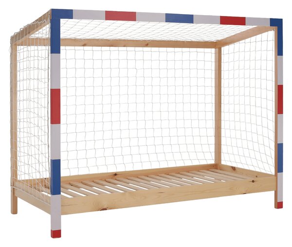 Dětská postel 90 cm Facilmente (přírodní + modrá + červená) (s roštem)