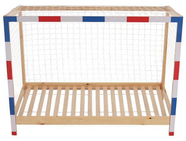 Dětská postel 90 cm Facilmente (přírodní + modrá + červená) (s roštem)