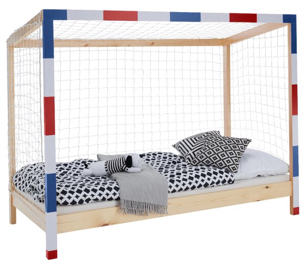 Dětská postel 90 cm Facilmente (přírodní + modrá + červená) (s roštem)